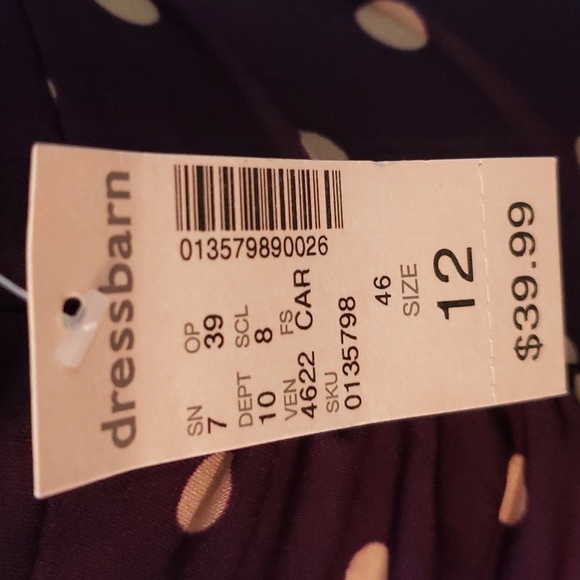 NWT Dressbarn Purple Polka Dot Dress Size 12 - Picture 2 of 9